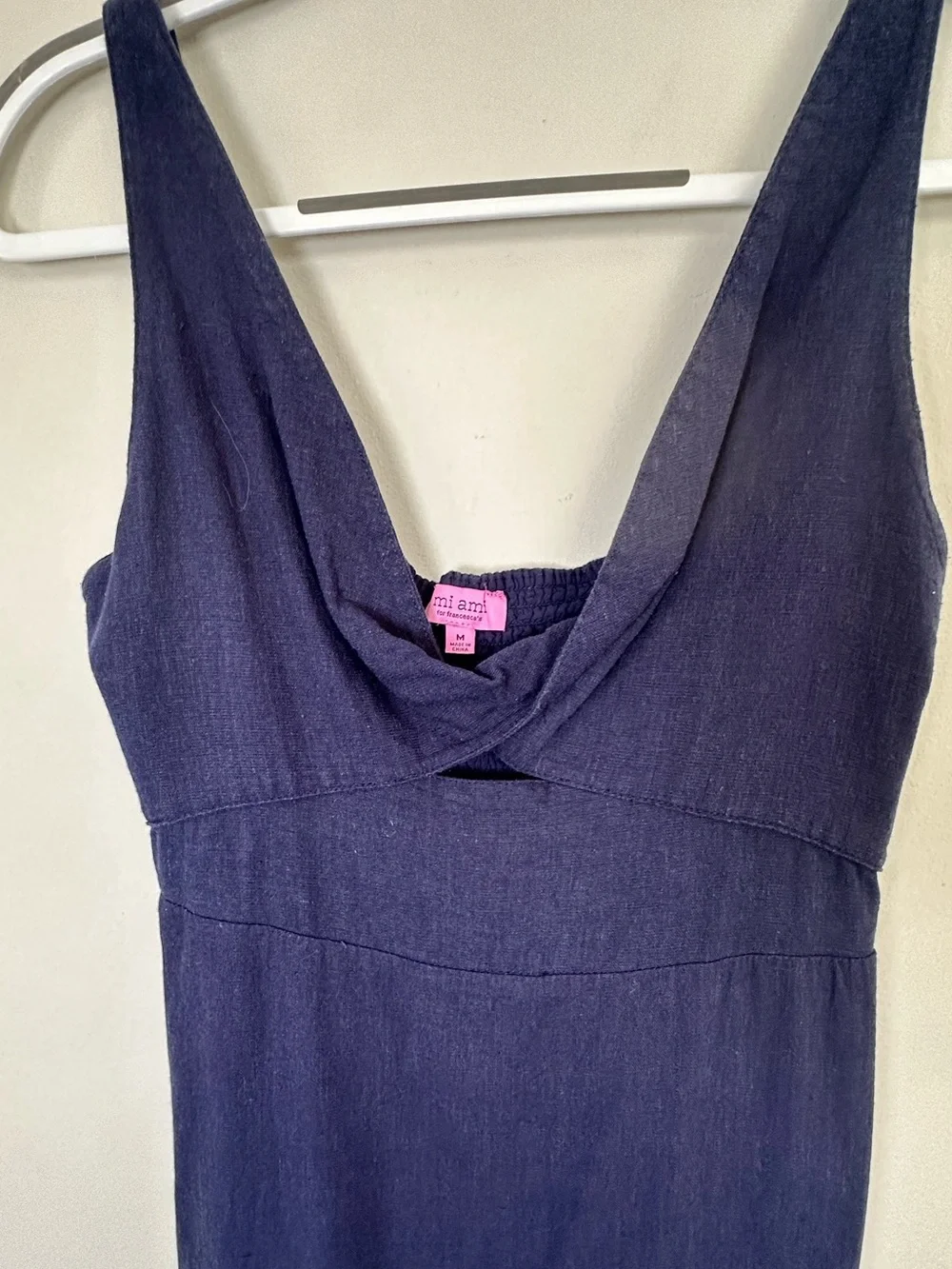 Mi Ami for Francesca’s navy linen blend mini dress sz M Resort Festival Boho - Picture 4 of 7